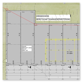 Anscihtsplan von einer Fahrzeugshalle in Stuttgart