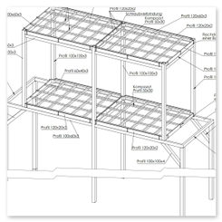 Konstruktionsplan - Vorstellbalkon aus Stahl